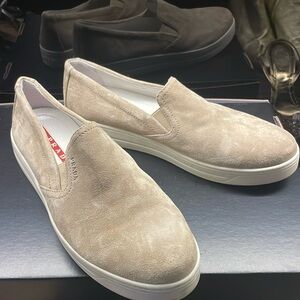 Ladies Prada suede loafer with rubber sole
